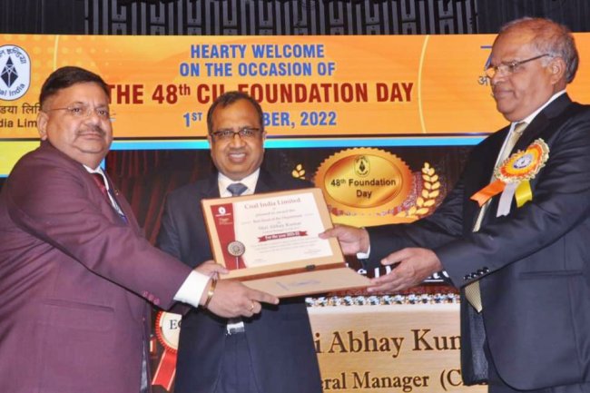 कोल इंडिया स्थापना दिवस पर ईसीएल को विभिन्न श्रेणियों में पुरस्कार