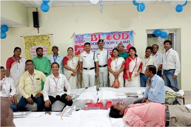 जमुडिया थाना पुलिस की ओर से रक्तदान शिविर का आयोजन 