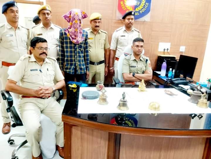 पुलिस ने मंदिर चोरी कांड का किया खुलासा आरोपी गिरफ्तार